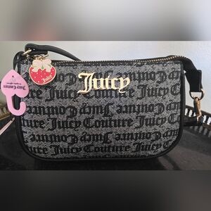 Juicy Couture Black and Silver Logo Mini Shoulder Bag with Charm